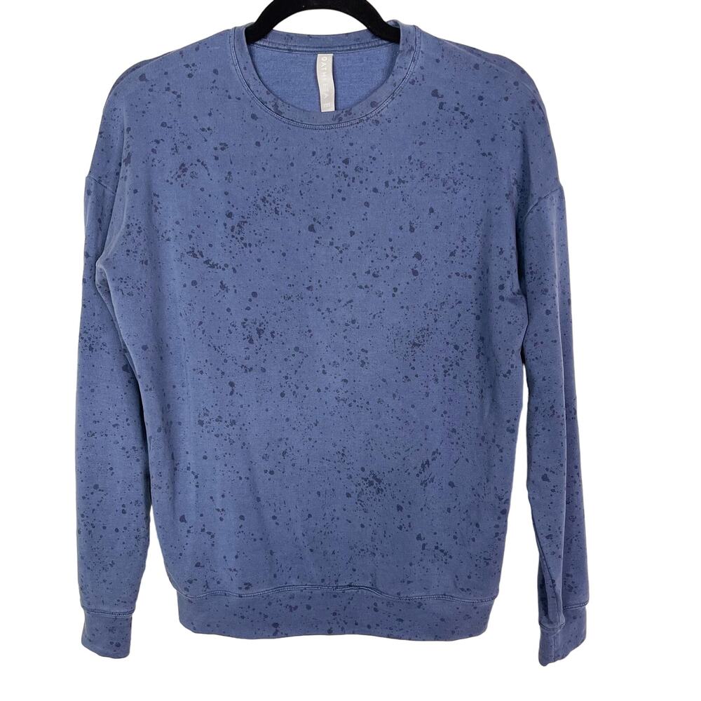 Athleta 2XS Blue Studio to Street Splatter Print Sweatshirt Crew Neck Lyocell
